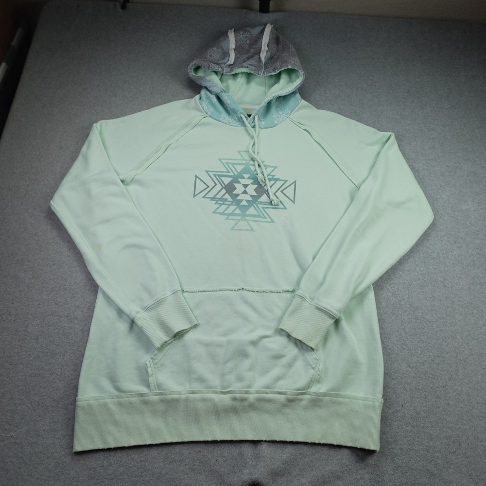Hooey Hoodie Women XL Mint Green Southwestern Aztec Graphic Pullover Sweatshirt